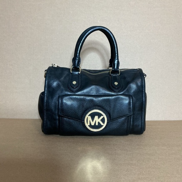 Y2K Vintage 90s,Michael Kors Black Leather Satchel with Gold Logo - Picture 13 of 14